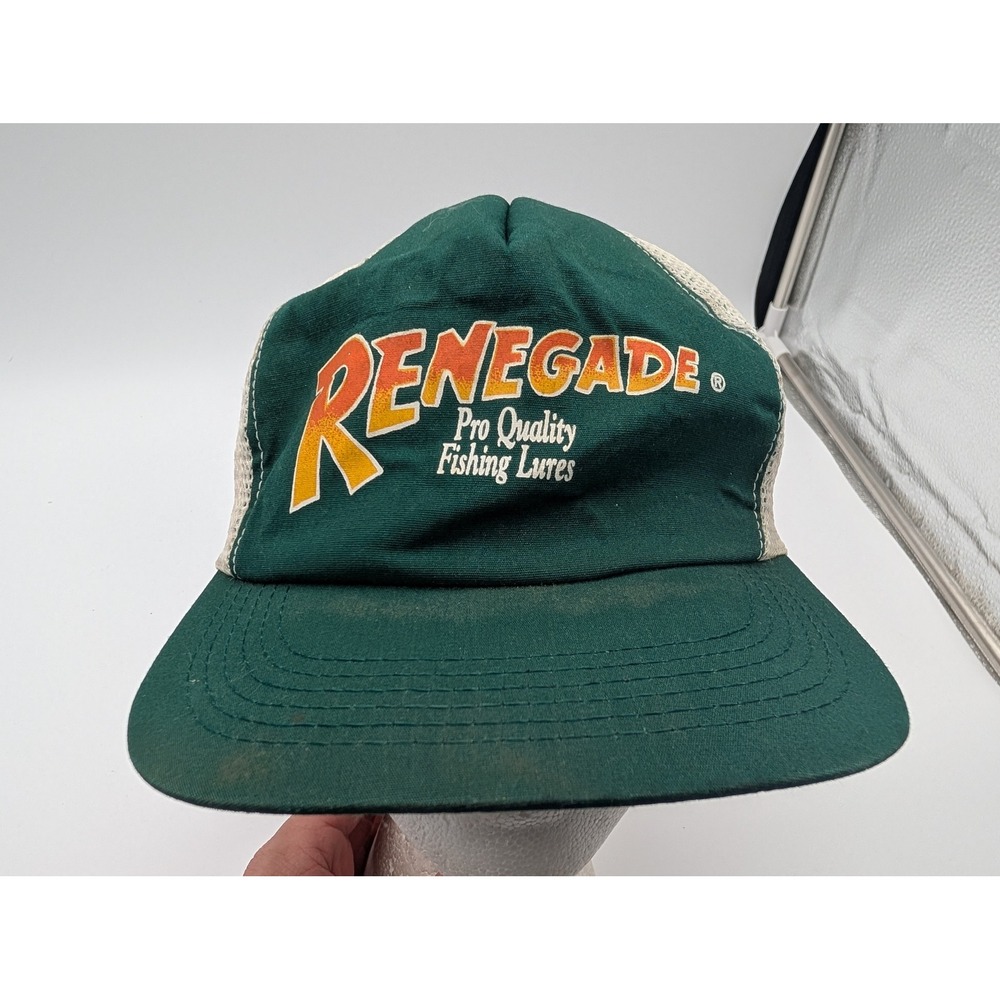 Vintage Renegade Pro Quality Fishing Lures Trucker Hat Green Mesh Snapback USA